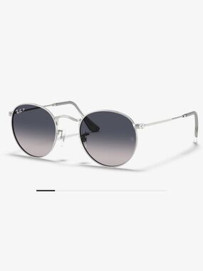 Ray-Ban Polarized Silver Round Metal Sunglasses with Gradient Gray Lenses